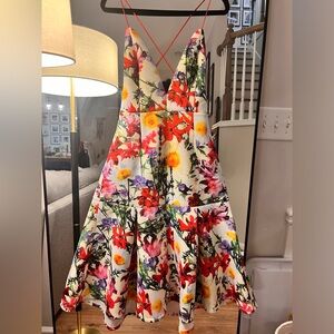 ASOS Premium Floral Drop Waist Scuba Dress